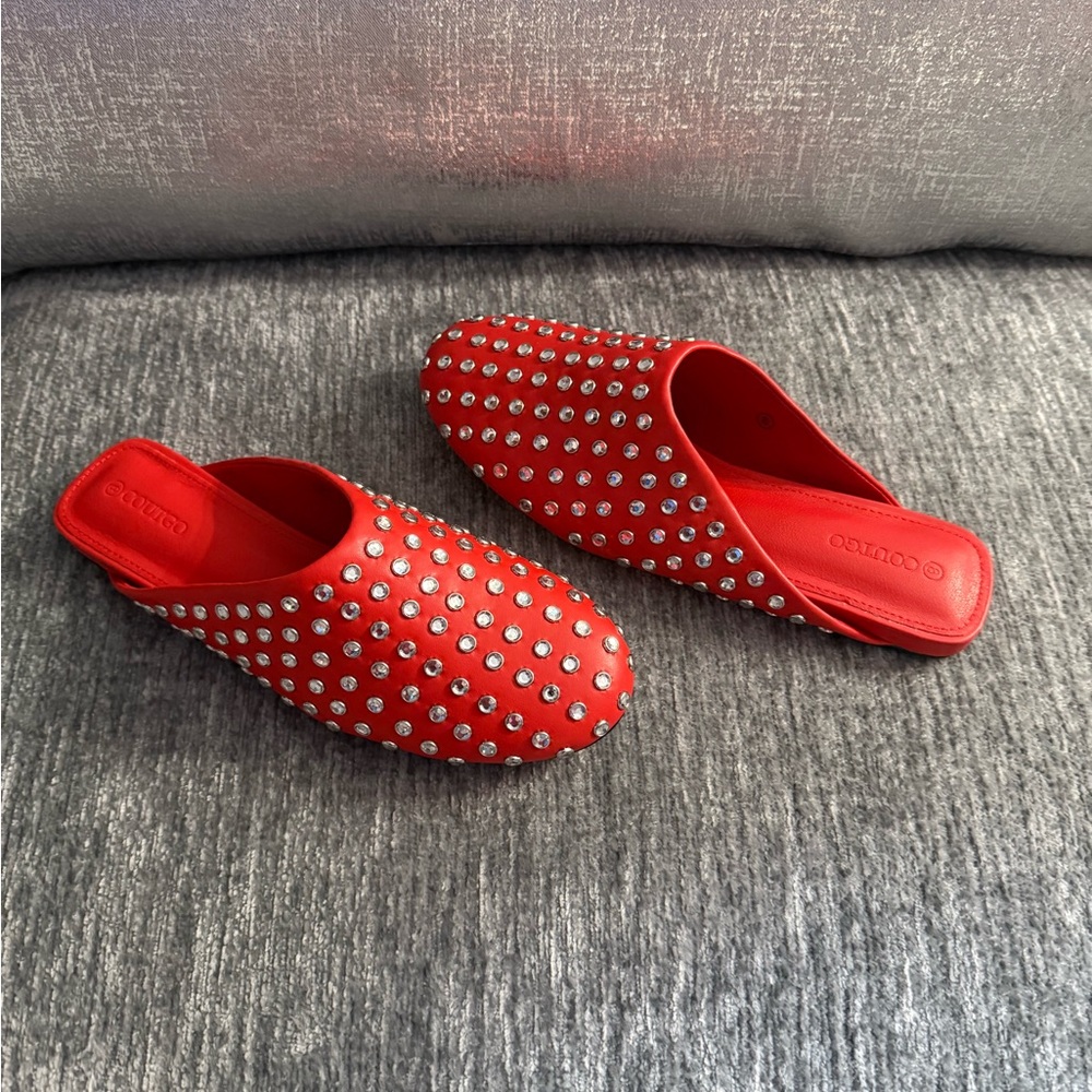 Stylish Red Studded Mules